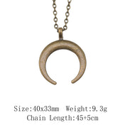 Witch Horn Crescent Moon Pendant — Stainless Steel