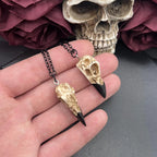 Mini Raven Skull Necklace Resin Replica Raven Magpie Crow Poe Steampunk Gift Idea Zombie Gift,1.5"