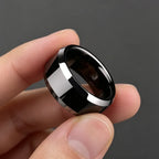 8mm Comfort Fit Black Stainless Steel Ring Durable Classic Band Fashion Jewelry Gift for Men Teens Adults Daily Wear