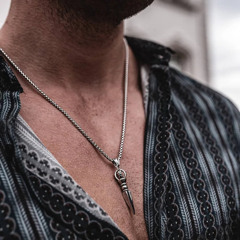 Tibetan Vajra Dagger Pendant Necklace — Stainless Steel