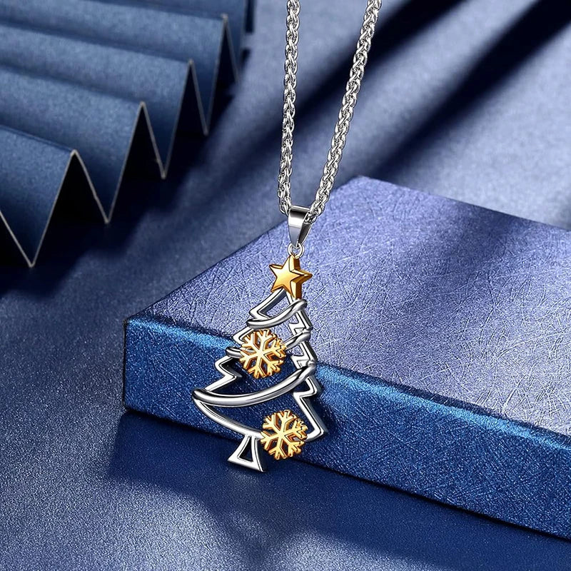 Hollow Christmas Tree Pendant Necklace, 16 Inch Chain