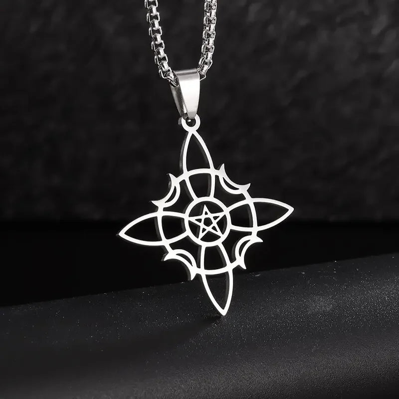 Stainless Steel Irish Celtic Trinity Knot Necklace Witch Knot Pendant Men Women Protection Amulet Jewelry Gift