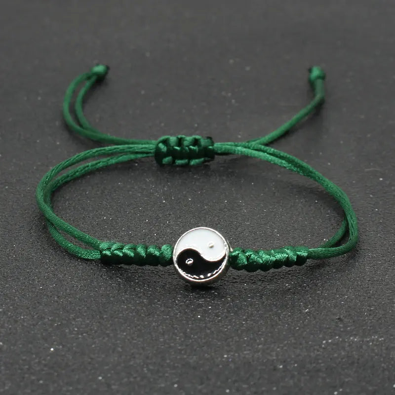 Yin Yang Braided String Bracelet — Adjustable, Multiple Colors