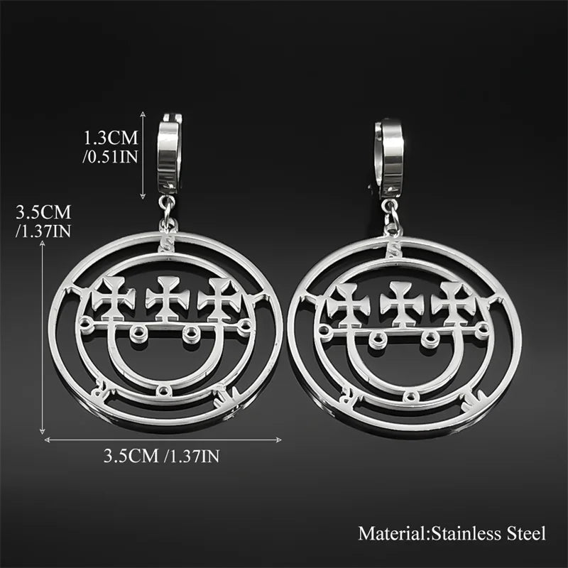 Baphomet Steel Earrings Sigeal Sigil Lucifer Dangle