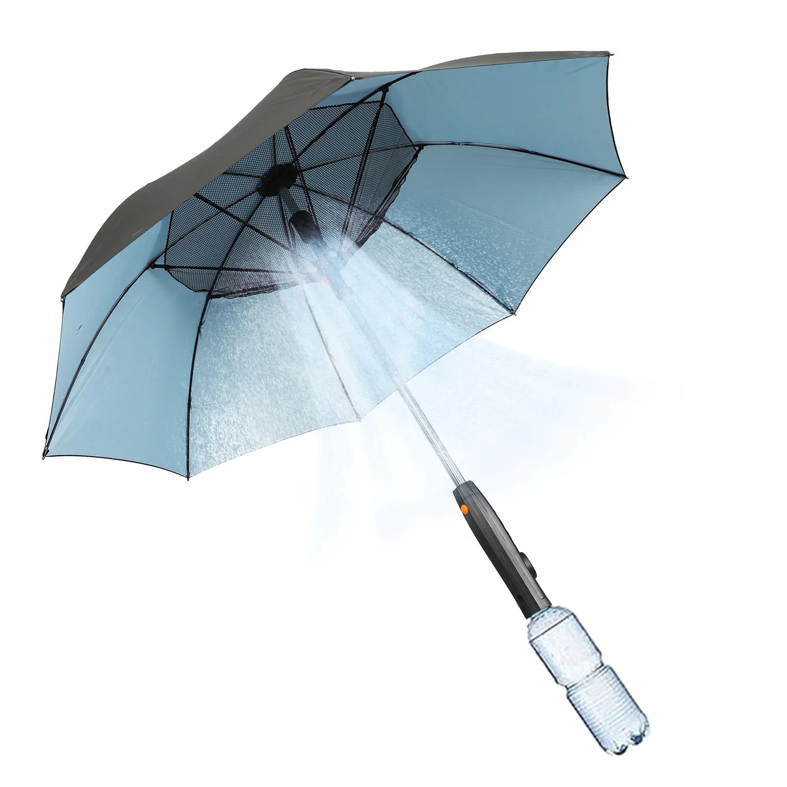 Sun Umbrella with Fan and Sprayer 8 Ribs Portable 3 in 1 UV Blocking Umbrella for Outdoor Summer Umbrella with Fan and