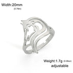 Hollow Geometric Animal Head Adjustable Ring — Stainless Steel