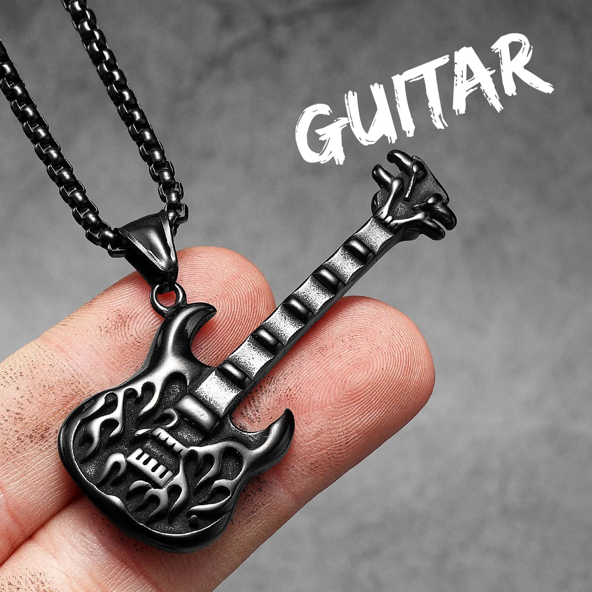 Guitar Tape Pendant Necklace Stainless Steel