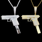 Aokaishen Iced Out Big Gang Necklace Pendant for Men 5A Cubic Zirconia Gold Plated Hip Hop Jewelry