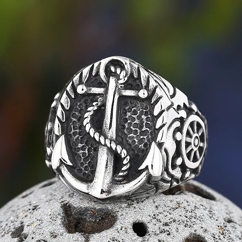 Navy Ship Anchor Classic Signet Ring — Stainless Steel