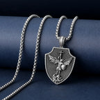 Stainless Steel Jesus Cross Charm Viking Necklace Men's Shield Dragon Slayer Amulet Pendant Saint Nicholas Juvenile