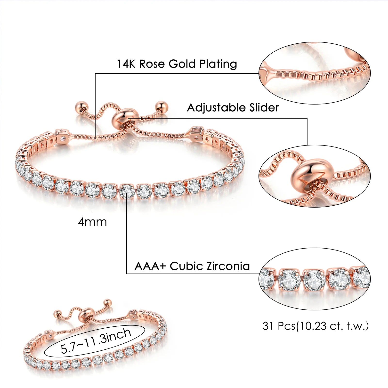 Tennis Bracelet Stainless Steel 4MM Iced Out