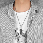Serpentine Cross Pendant Necklace — Stainless Steel