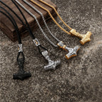 Thor's Hammer Mjolnir Pendant Necklace — Gold-Tone