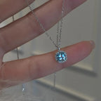 Blue Tears Heart Crystal Pendant Necklace