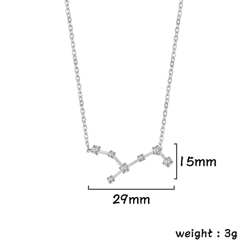 Unift Clear Zircon Zodiac Constellation Women Necklaces Star Sign Pisces Aries Taurus Pendant Fashion Horoscope Amulet Jewelry