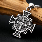Fashion Retro Christ Jesus Necklace Stainless Steel Rune Cross Pendant For Men Women Punk Amulet Jewelry Gift