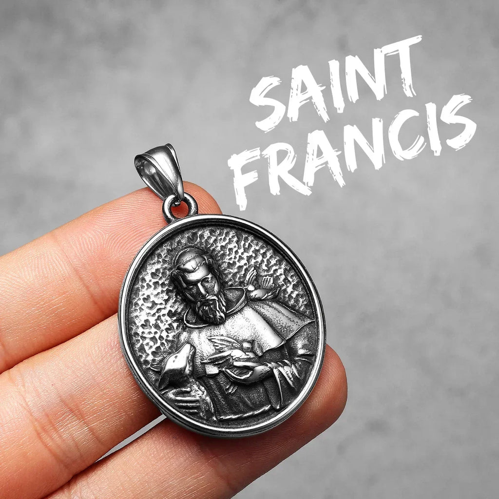 Virgin Mary Cross Pendant — Stainless Steel