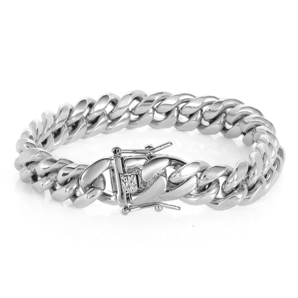 Iced Out Cuban Chain Necklace Stainless Steel 12MM