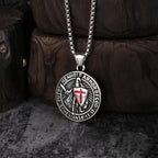 1PC INGX Stainless Steel Men's Retro Knight Cross Shield Pendant Necklace for Men Medieval Viking Necklace Man Jewelry