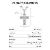 Lnngy 6.0mm Moissanite Necklaces European and American Hip-hop Cross-Shaped Pendant Necklace for Men Jewelry