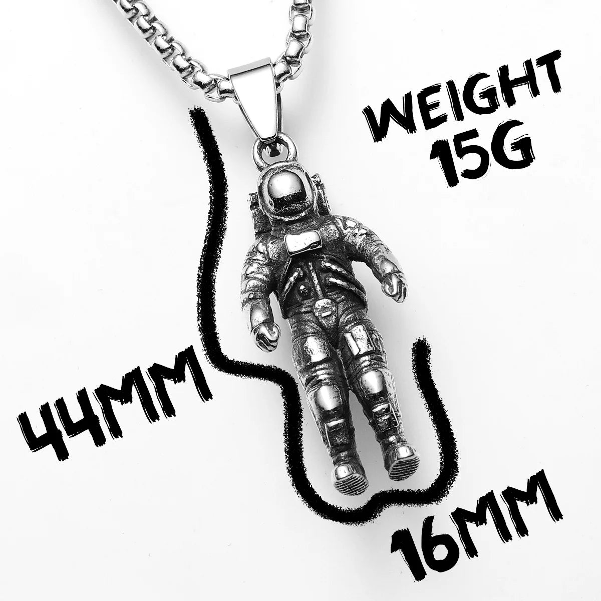 Spaceman Pendant Necklace — Stainless Steel