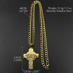 Stainless Steel Christian Saint Raphael Pray for Us Cross Pendant Necklaces Women Men Gold Color Chain Necklace Jewelry