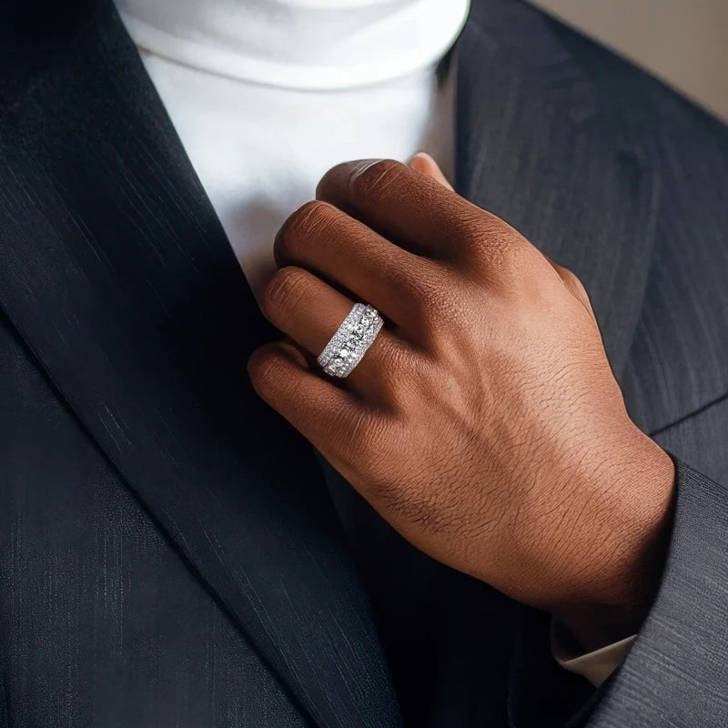 Iced Out Diamond Ring — 925 Silver