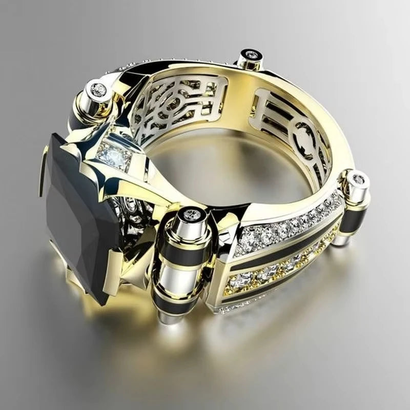 Square Large Zircon Ring — Stainless Steel