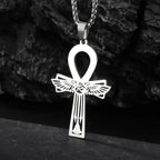 Vintage Egyptian Key of Life Ankh Cross Pendant Horus Patronus Necklace Men's Fashion Pharaoh Amulet Jewelry