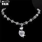Iced Out Heart Star Pendant Necklace — Stainless Steel