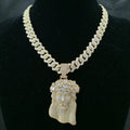 Hip Hop 5A+ CZ Stone Paved Bling Iced Out Big JESUS PIECES Pendants Necklaces for Men Rapper Jewelry with 14MM cuban