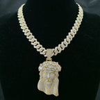 Hip Hop 5A+ CZ Stone Paved Bling Iced Out Big JESUS PIECES Pendants Necklaces for Men Rapper Jewelry with 14MM cuban