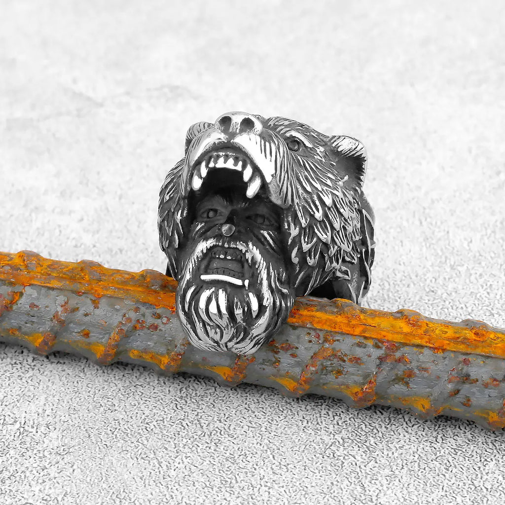 Viking Stainless Steel Ring Anchor Compass Tree of Life Nordic Viking Rune Wolf Men and Women Ring Jewelry for Boyfriend as Gift