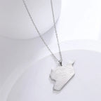 Cazador Stainless Steel Syria Map Pendant Necklace Country City Geography Chain Necklaces for Women Men Jewelry Gift Wholesale