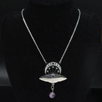 Bat Witchcraft Triple Moon Goddess Necklace Stainless Steel Women Silver Color Moth Necklace Jewerly Collar Mujer N3059S02