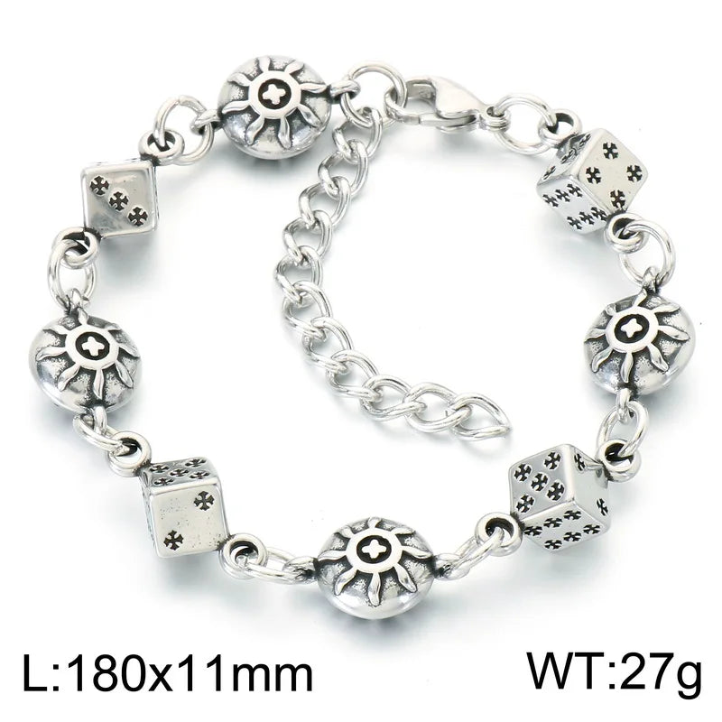 Vintage Gothic Ornate Charm Link Bracelet — Stainless Steel