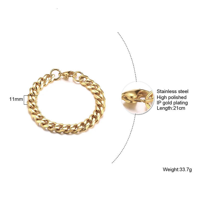 Cuban Curb Chain Bracelet — Stainless Steel