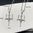 Greek Poseidon Trident Pendant Necklace — Stainless Steel