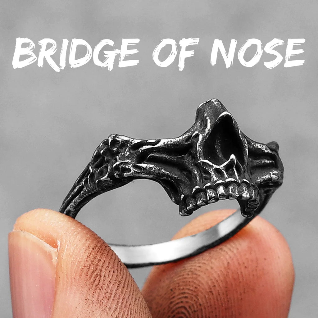 Rose Skull Ring Black — Stainless Steel