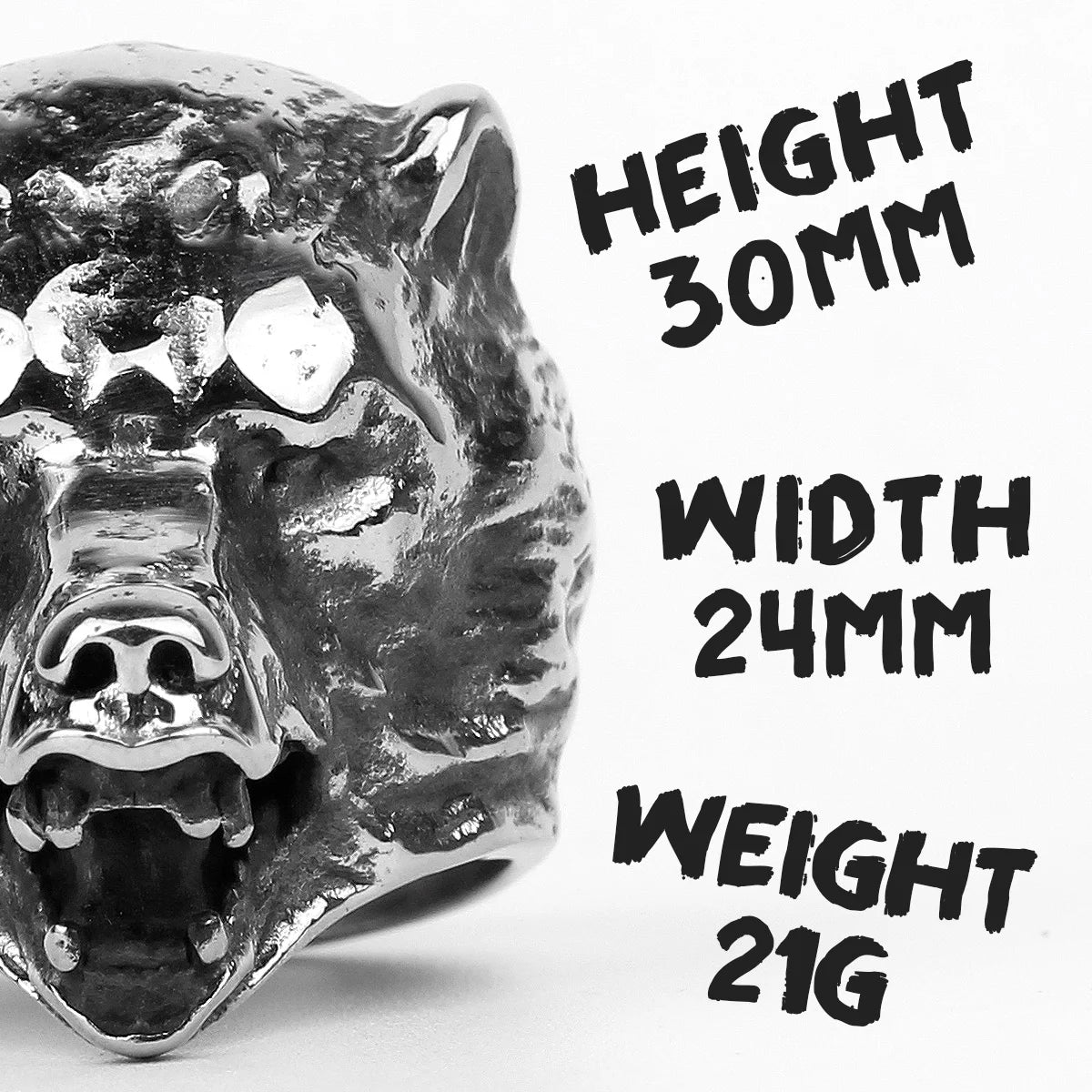 Stainless Steel Men Rings Bear Animal Rock Punk Hip Hop Personality for Biker Male Boyfriend Jewelry Creativity Gift