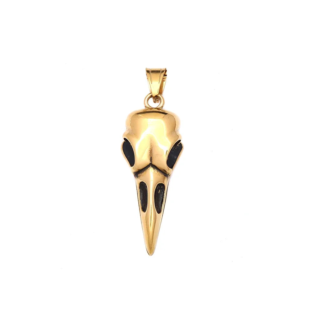 Vintage Nordic Vikings Raven Pendant Necklace Odin Animal Skull Stainless Steel Necklaces For Men Women Fashion Amulet