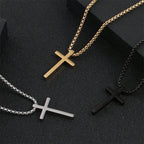Stainless Steel Cross Necklace for Men Boys,Silver Color Plain Cross Pendant Collar,Hiphop Classic Punk Jewelry Gift