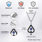 Ace of Spades Necklace for Men,Blue Stone Stainless Steel Spade A Pendant Necklace,Hip Hop Punk Rocker Jewelry Gift