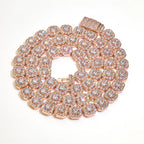 Rose Gold Tennis Chain Necklace 10/12MM Cluster