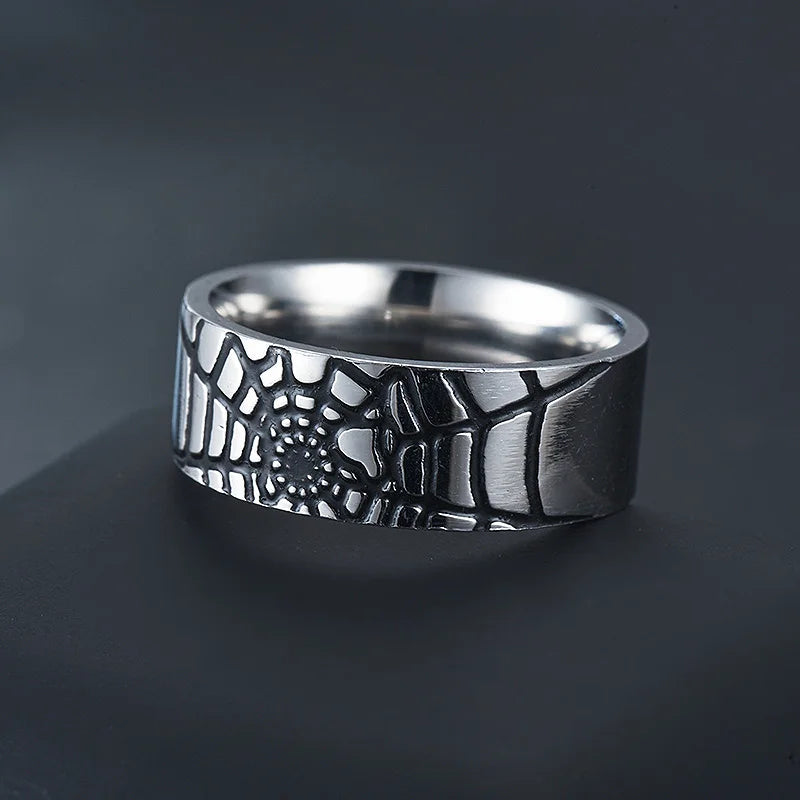 Men' Rings Homme Titanium Steel Ring For Men Spider's Web Oil Drop Punk Ring Fashion Jewelry Accessories Gift Wholesale