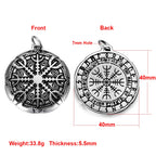Norse Viking Rune Round Pendant Necklace — Stainless Steel