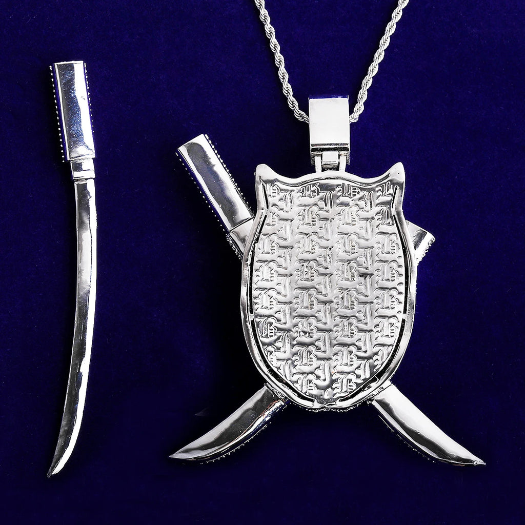 Bubble Letter Colgante Ninja Edición Limitada Oro Blanco Necklace Pendant for Men 5A Cubic Zirconia Rapper Jewelry