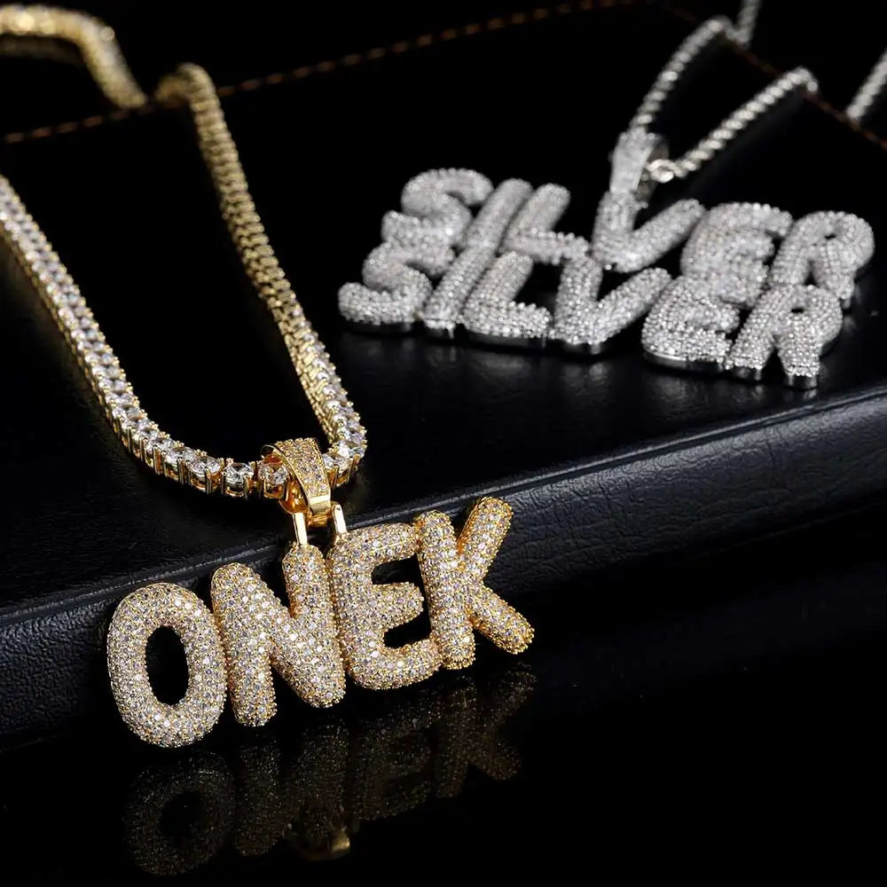 Iced Out Letter Pendant Necklace Name