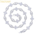 2025 New Eye Cross Necklace Iced Out Bling Silver Color Cubic Zirconia Charm Tennis Chain for Men Women Hip Hop Jewelry