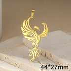 Dawapara Phoenix Pendant for Necklace Earrings Mythology Animal Stainless Steel Charms for Jewelry Making Religious Gift